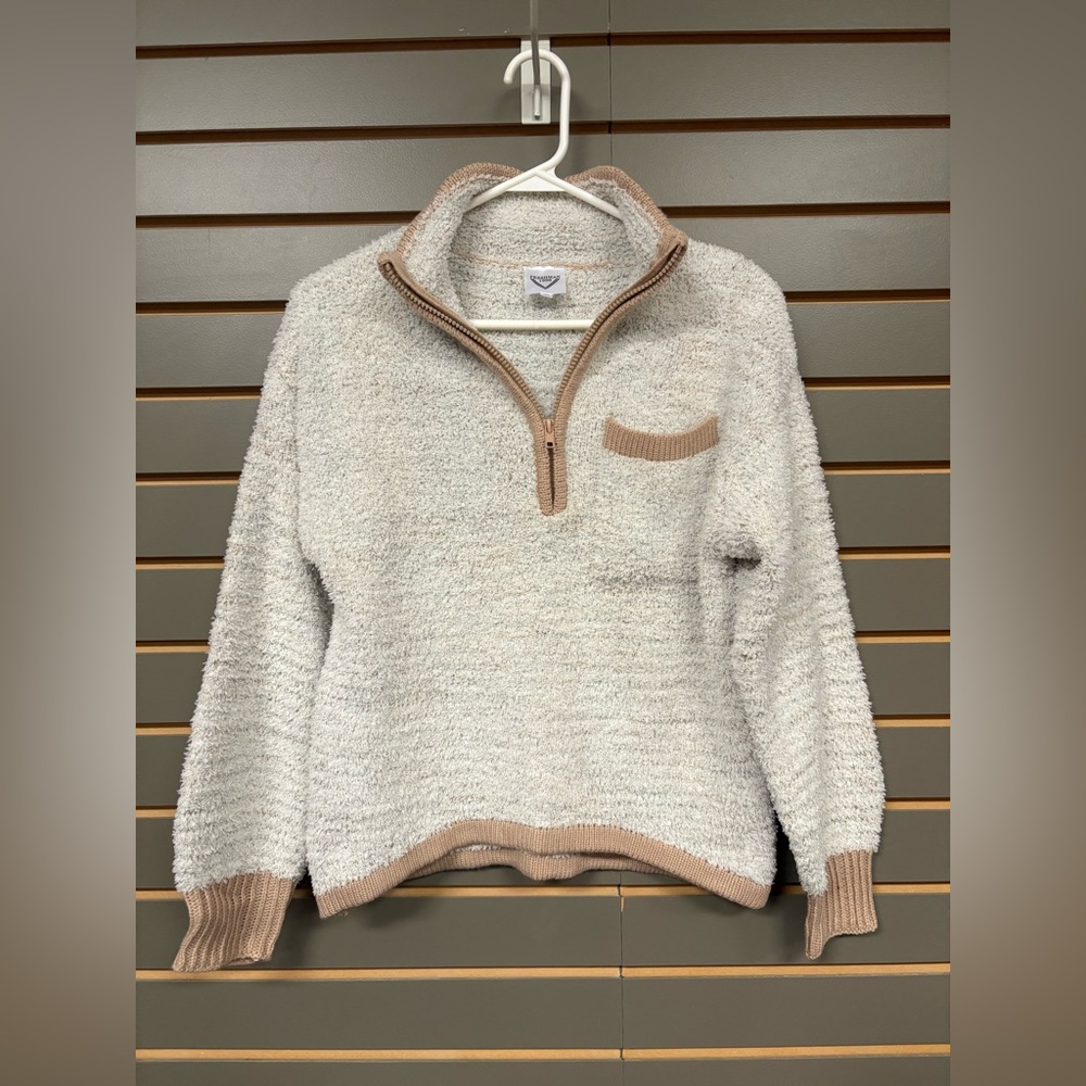 Cream and Tan 3/4 zippered pullover by Freshman 1996, size XS